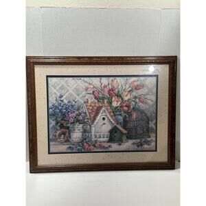 Home Interiors Birdhouse Blessings Barbara Mock Homco Tulips Flower Birdnest Art